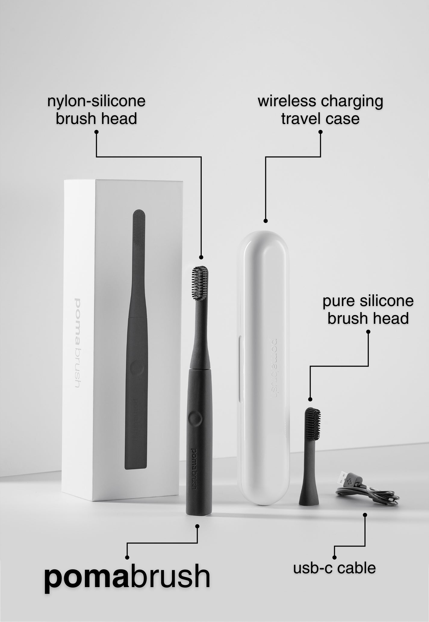 Pomabrush - Sonic Toothbrush Set - Black & White